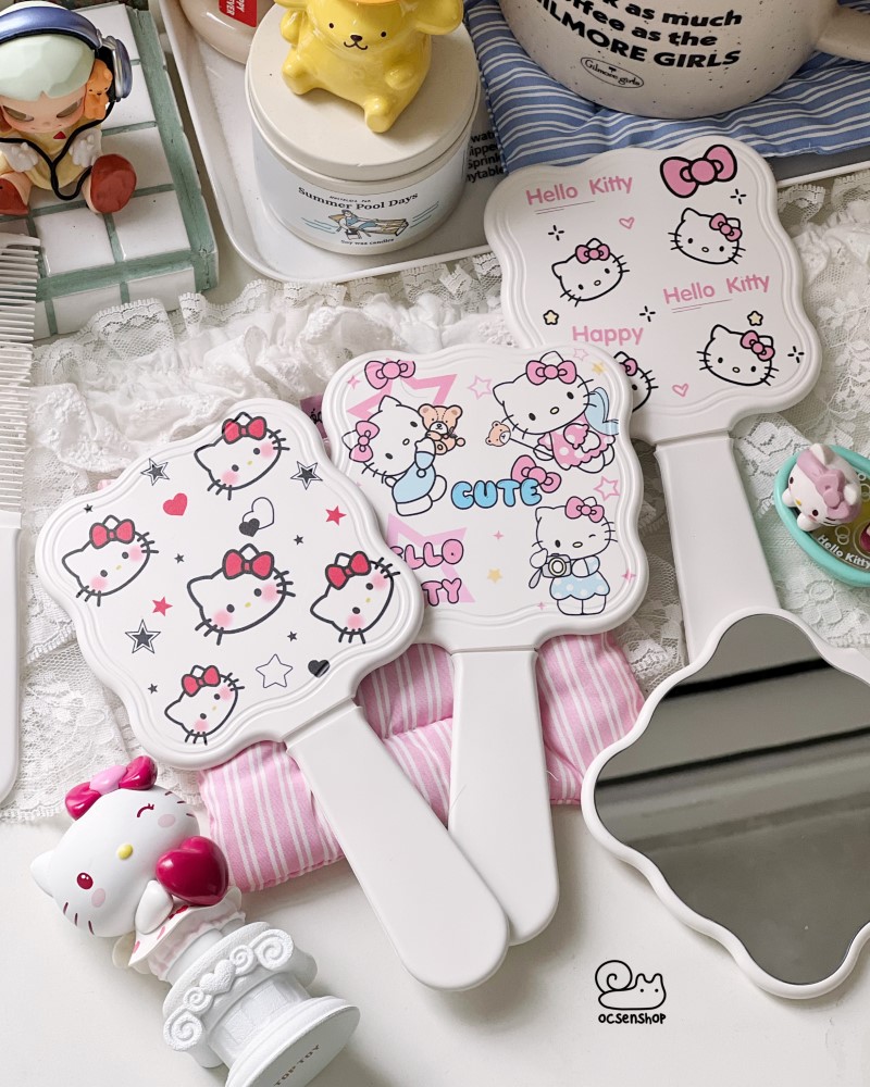 Gương cầm tay kèm lược Hello Kitty (10,5x20cm)