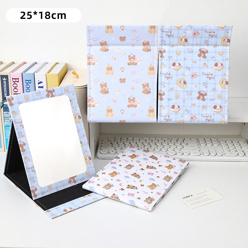 Gương gập bọc da Cún&Gấu nâu (18x25cm)