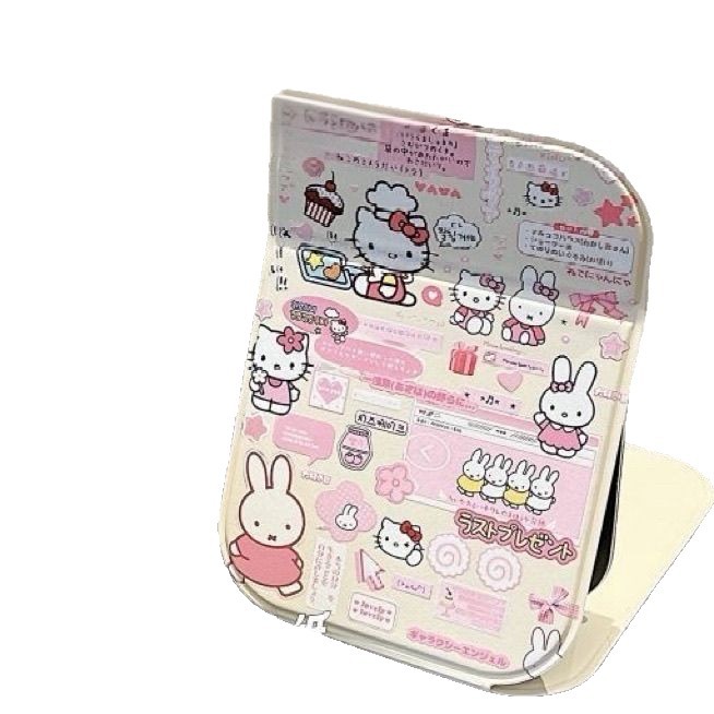Gương gập bọc da Hello Kitty ( 10,5x7cm)