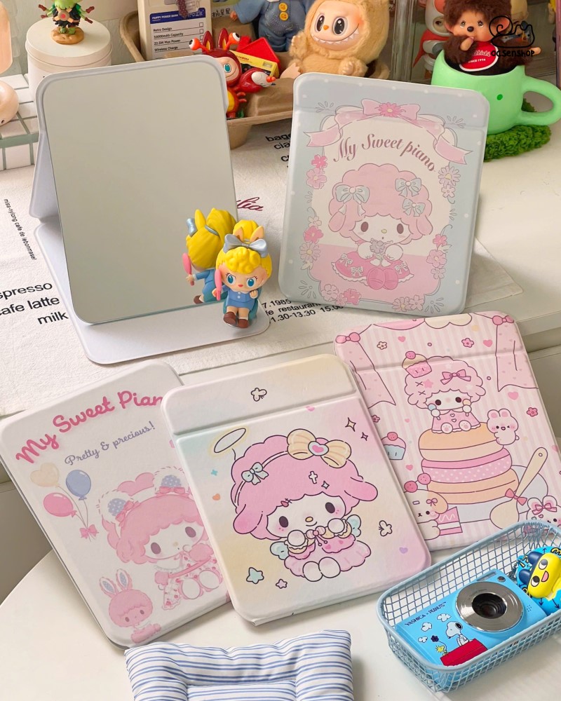 Gương gập bọc da Piano
