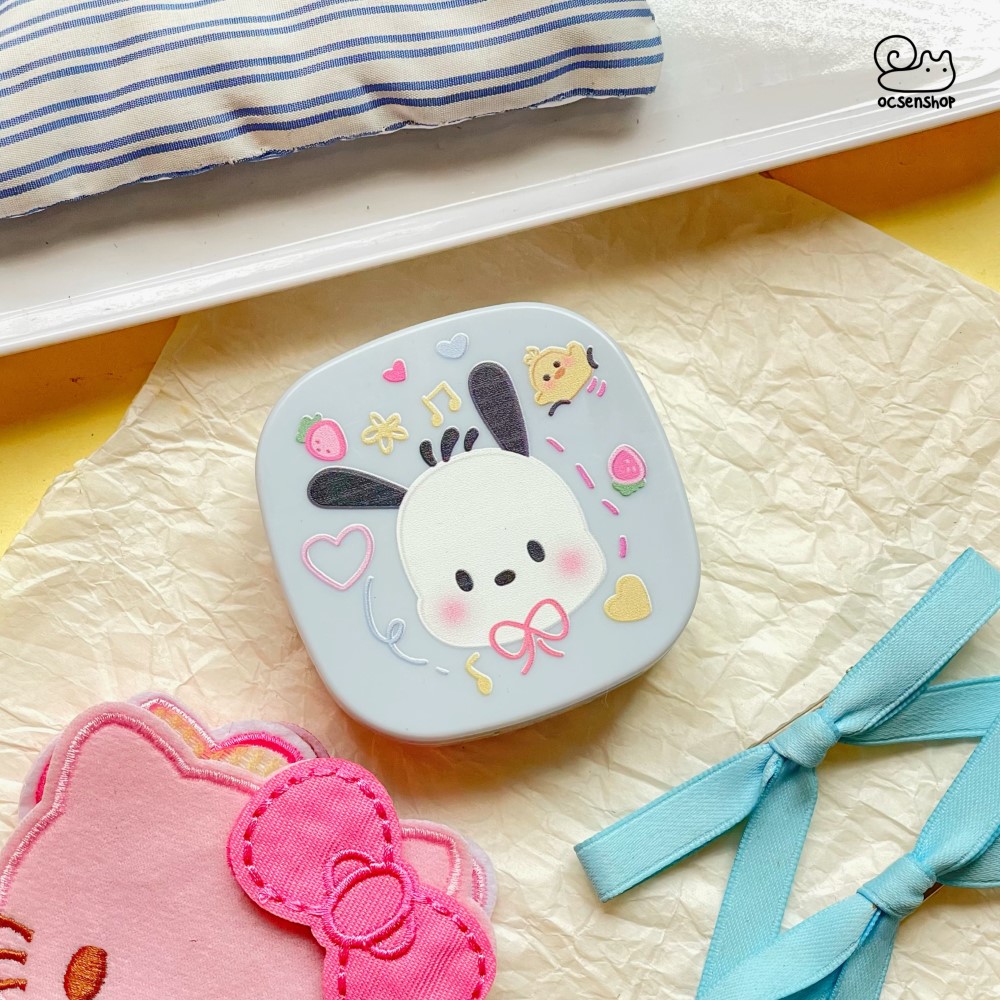 Hộp đựng lens Sanrio nền họa tiết (7x7cm)