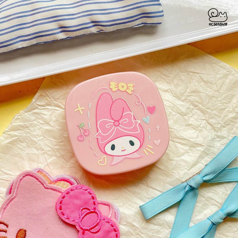 Hộp đựng lens Sanrio nền họa tiết (7x7cm)
