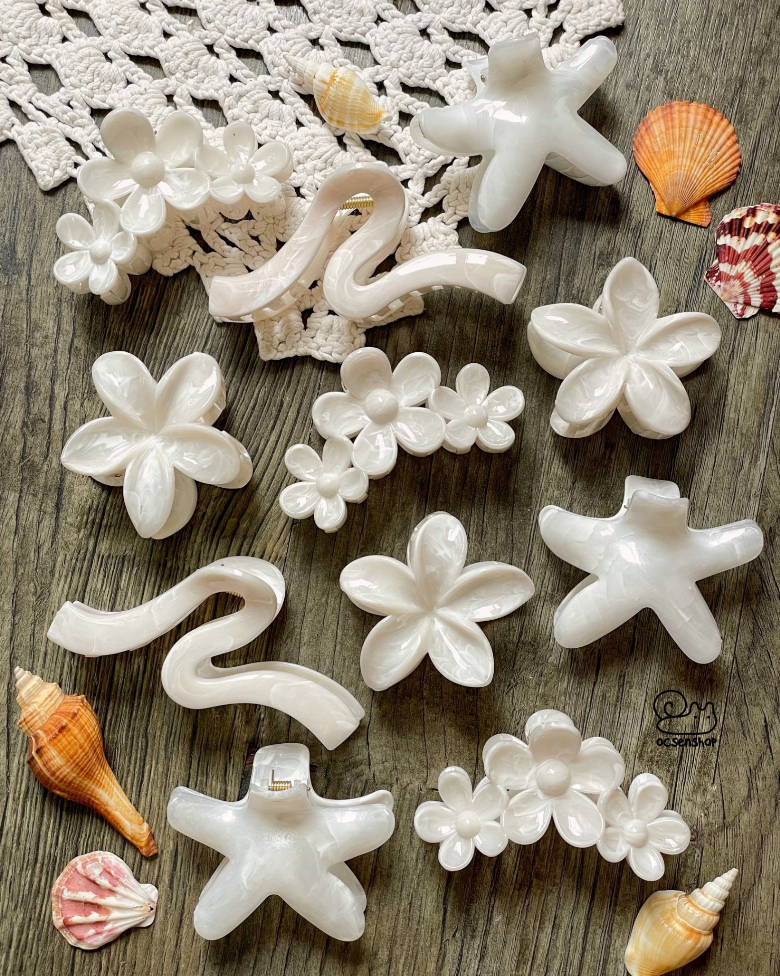 Kẹp càng cua Hoa sứ marble (7,5cm)