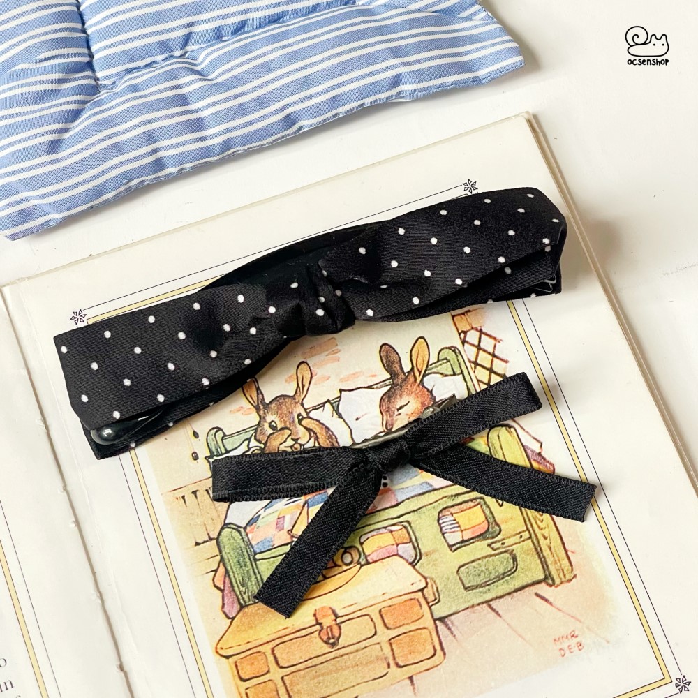 Kẹp chuối Nơ vải chấm bi (13,5cm)