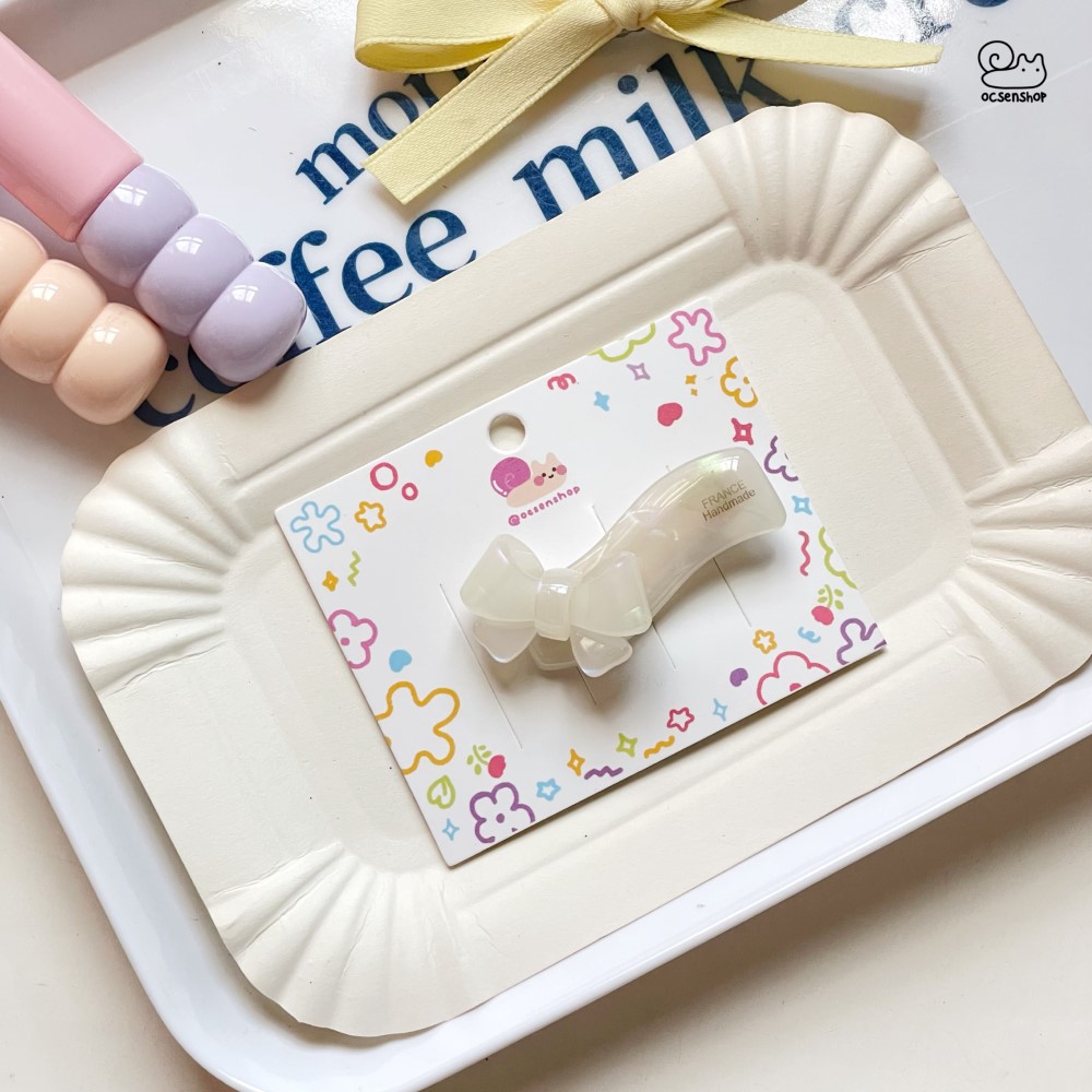 Kẹp tóc bóng vân đá Nơ (5,5cm)