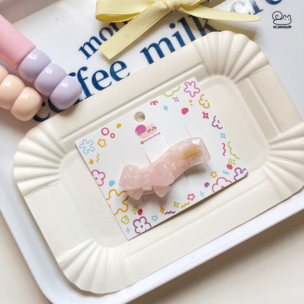 Kẹp tóc bóng vân đá Nơ (5,5cm)