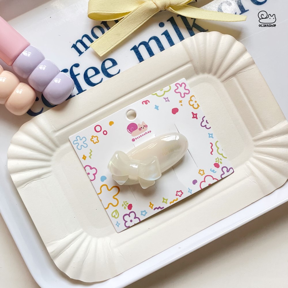 Kẹp tóc bóng vân đá Nơ (5,5cm)