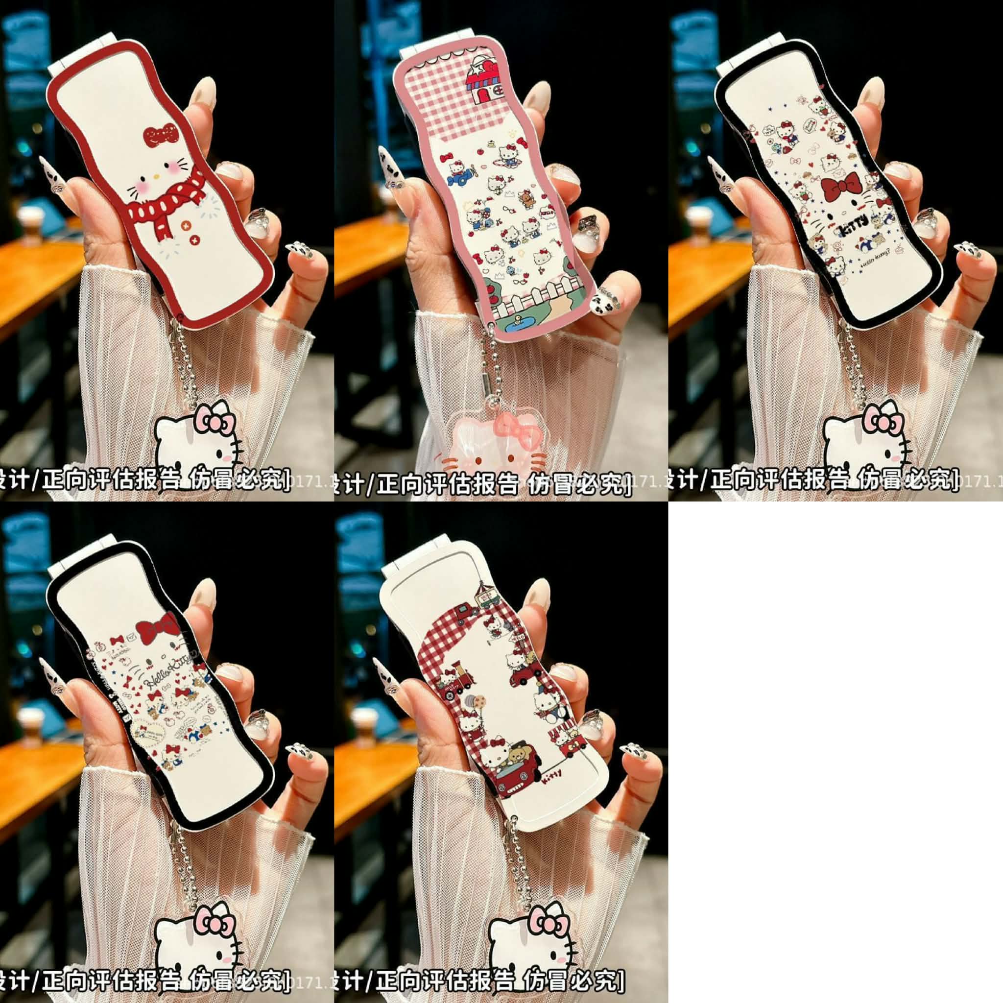 Lược gập kèm gương Hello Kitty (Kèm móc)