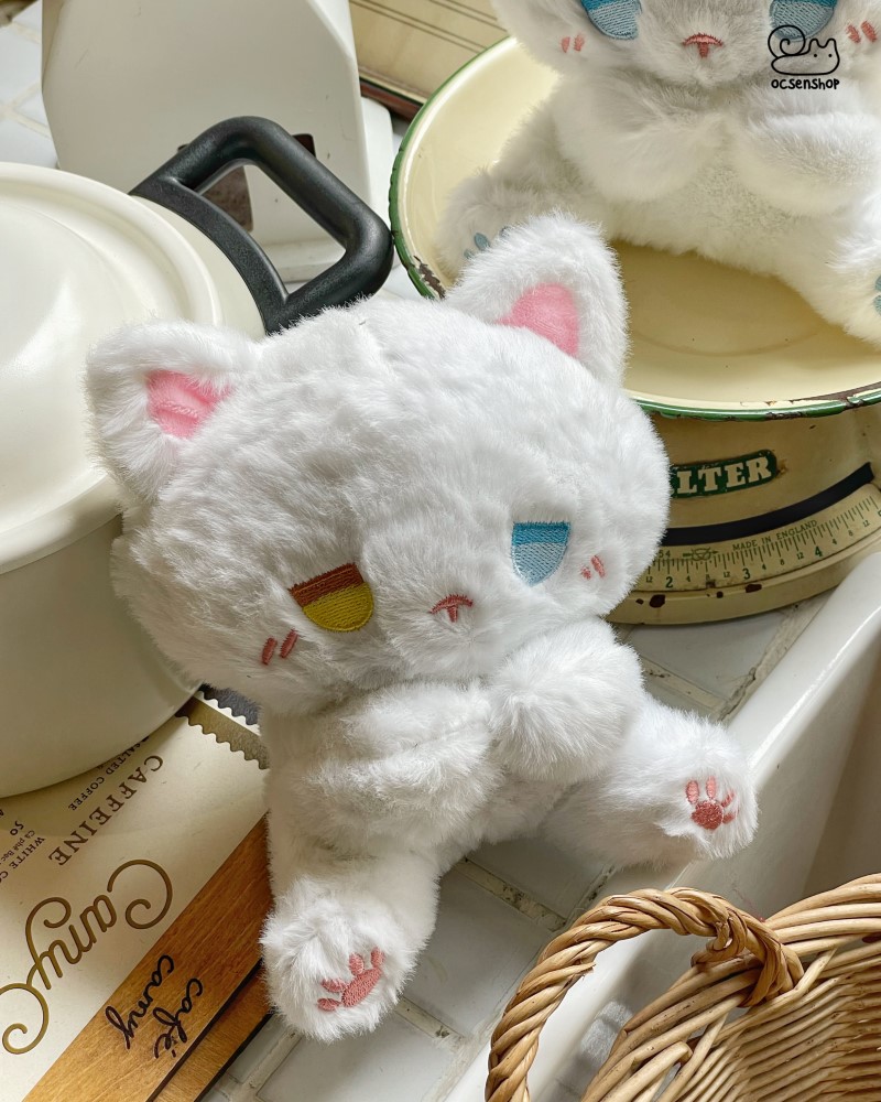 Mèo bông ngồi mặt buồn (25cm)