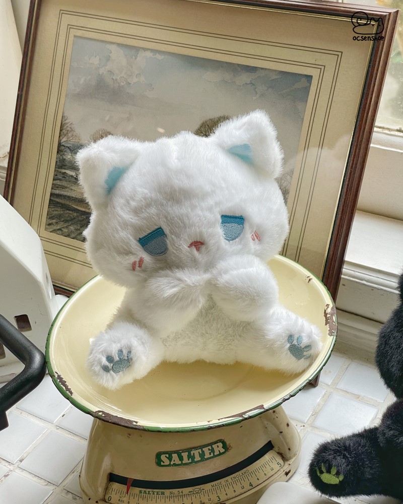 Mèo bông ngồi mặt buồn (25cm)