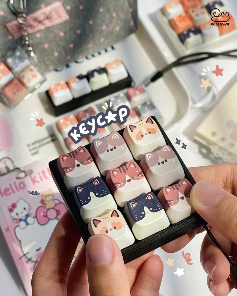 Móc khóa Keycap Mèo (9 phím)