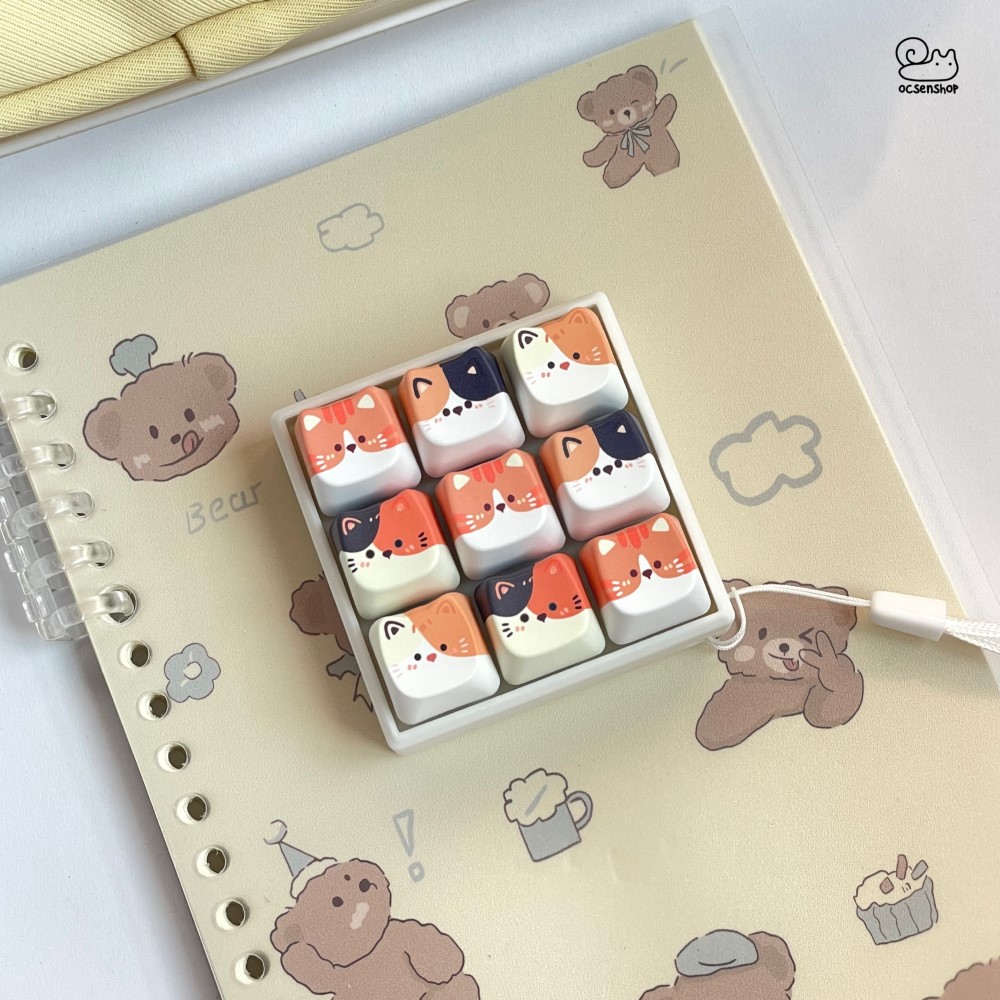 Móc khóa Keycap Mèo (9 phím)