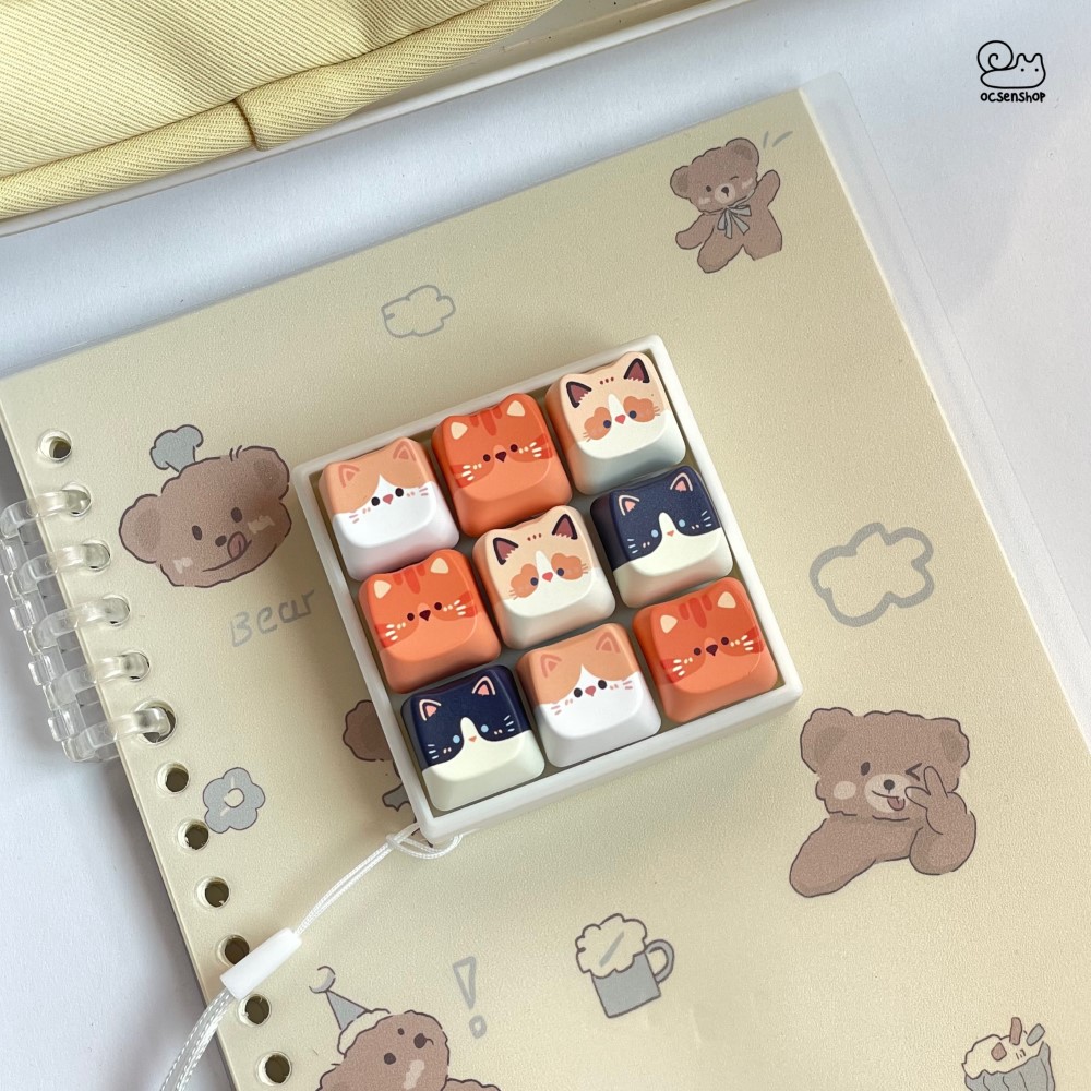 Móc khóa Keycap Mèo (9 phím)