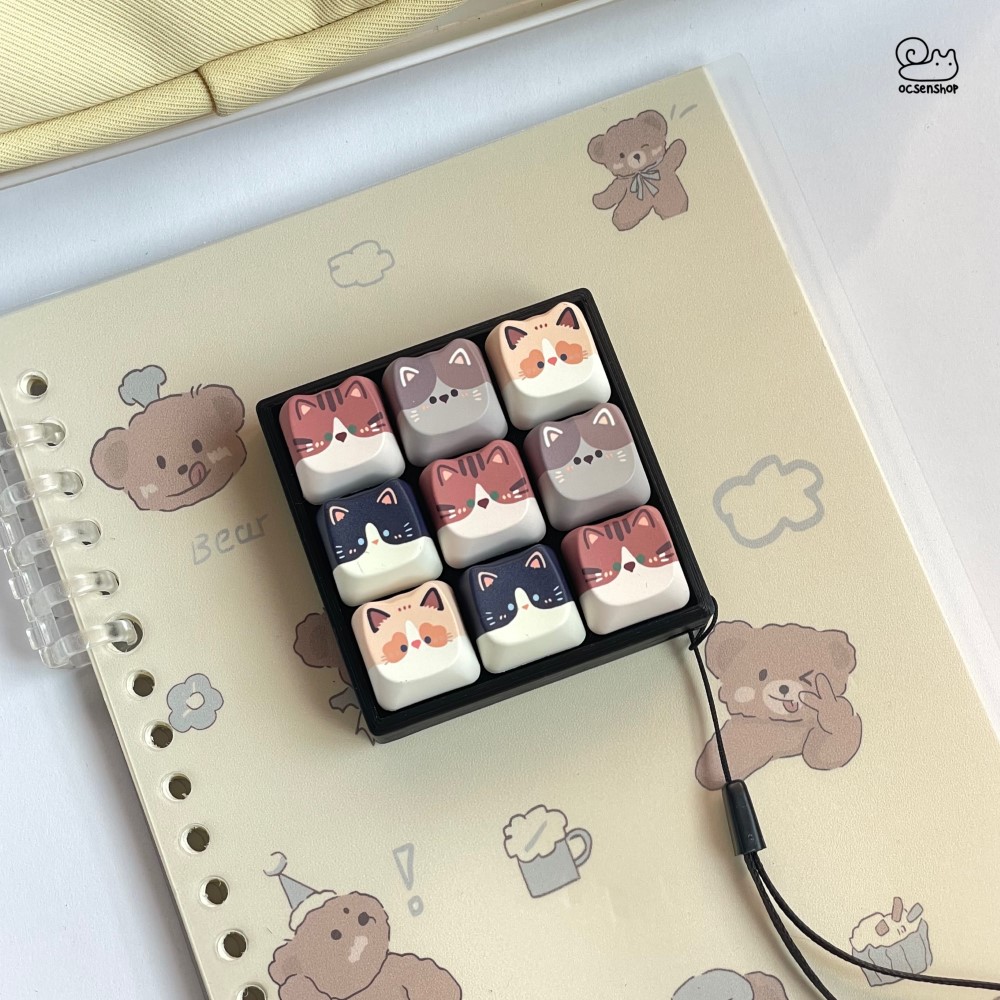 Móc khóa Keycap Mèo (9 phím)
