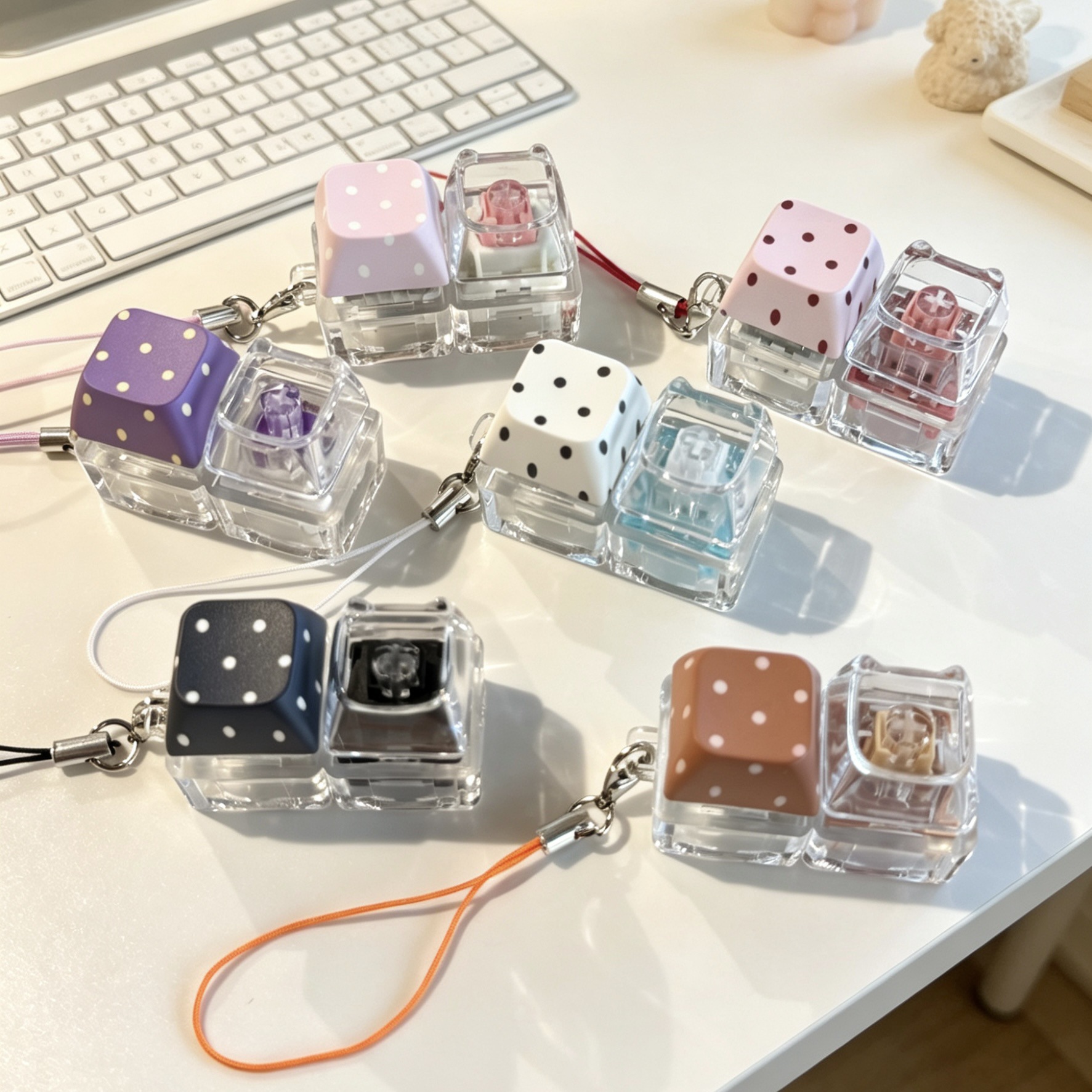 Móc khóa Keycap chấm bi (2 phím)
