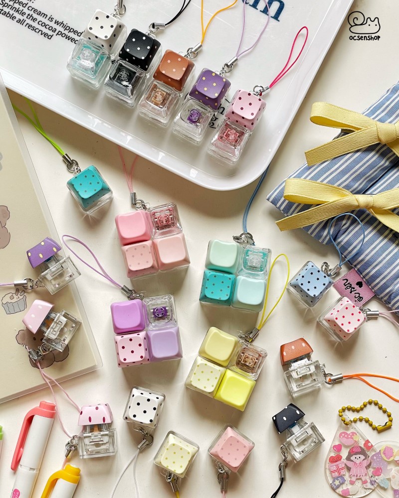 Móc khóa Keycap chấm họa tiết (1 phím)
