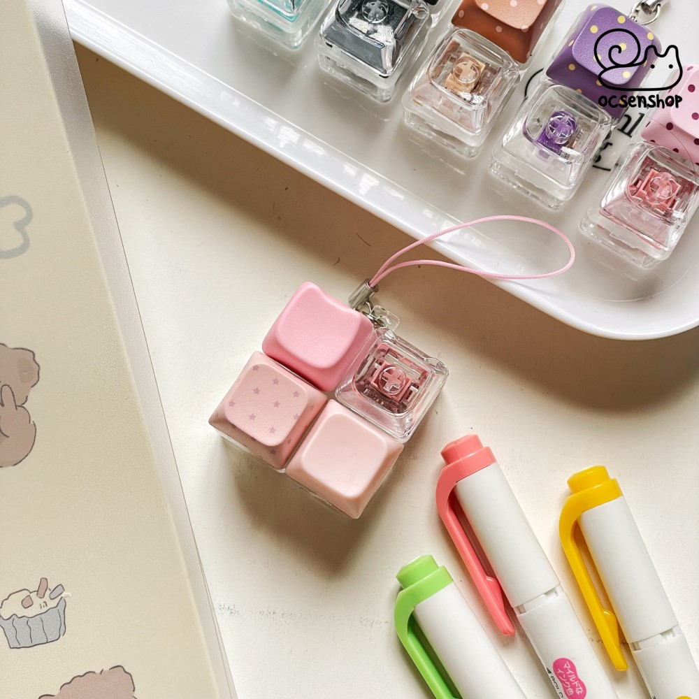 Móc khóa Keycap chấm họa tiết (4 phím)