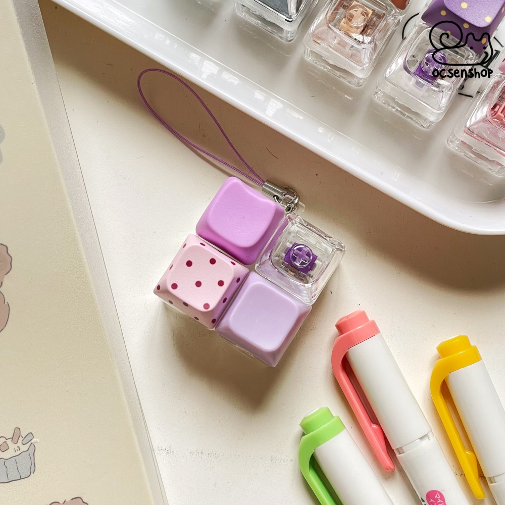 Móc khóa Keycap chấm họa tiết (4 phím)