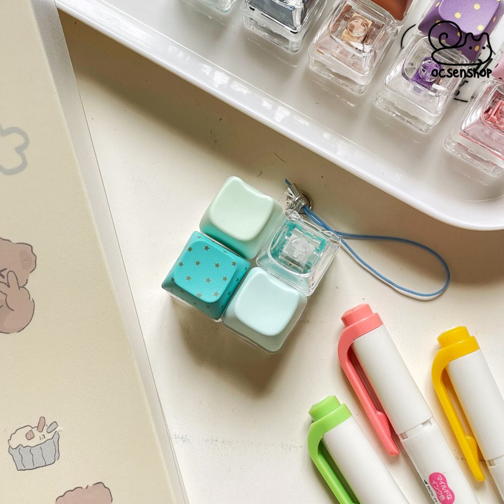 Móc khóa Keycap chấm họa tiết (4 phím)