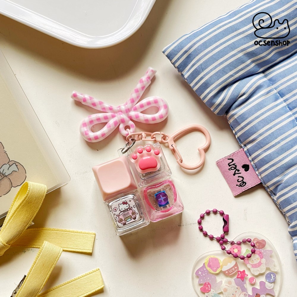 Móc khóa Keycap kèm charm nơ (4 phím)
