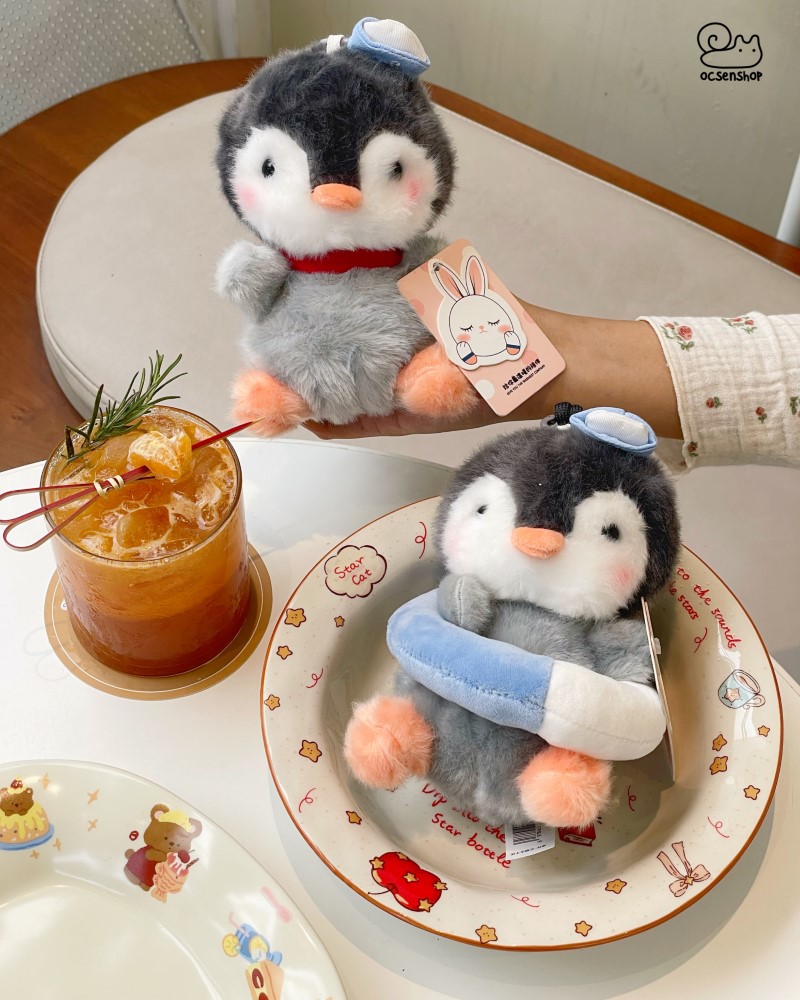 Móc khóa bông Chim cánh cụt mũ thủy thủ (16cm)