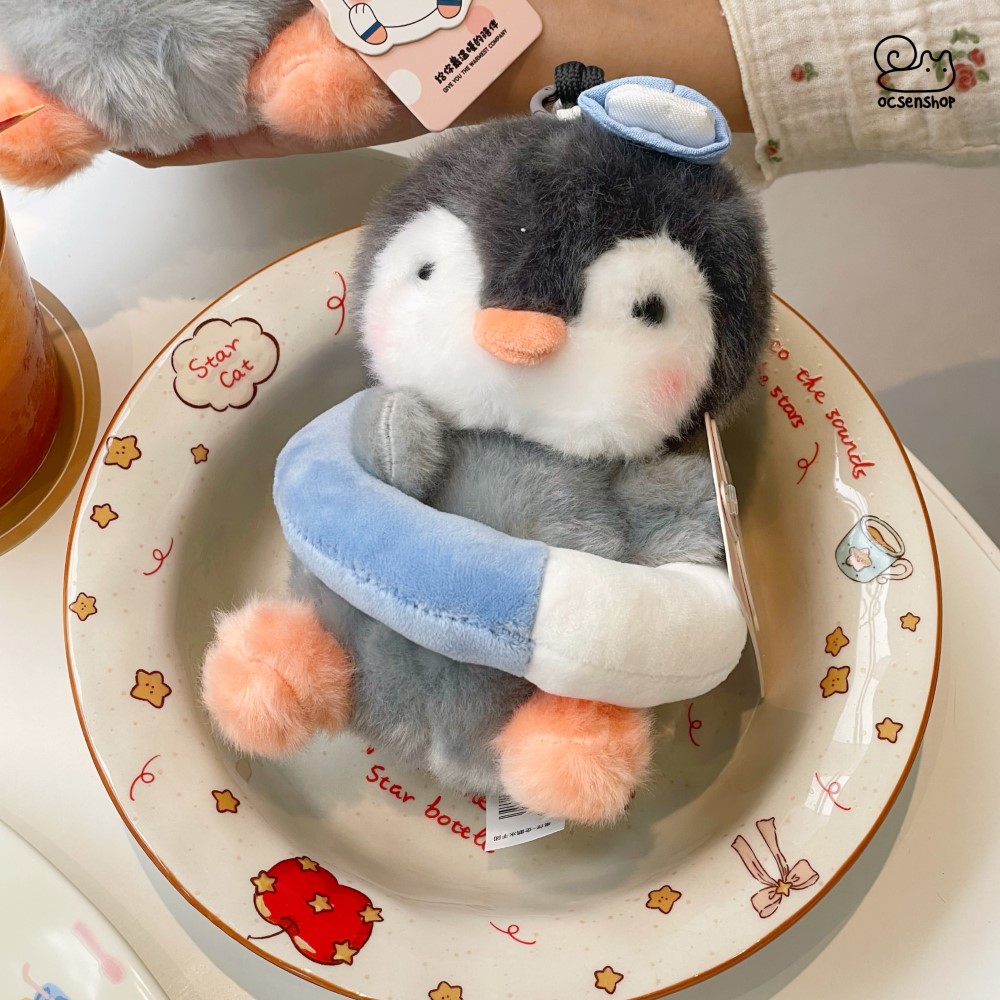 Móc khóa bông Chim cánh cụt mũ thủy thủ (16cm)