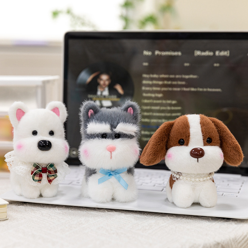 Móc khóa bông Cún đeo phụ kiện (11cm)