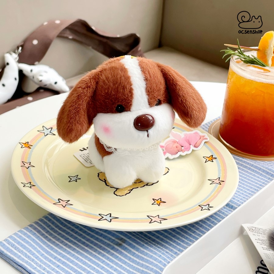 Móc khóa bông Cún đeo phụ kiện (11cm)