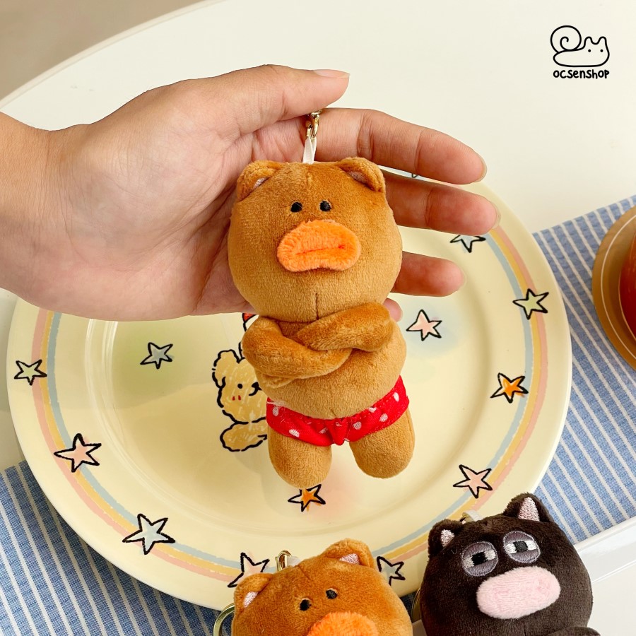 Móc khóa bông Động vật khoanh tay (12cm)