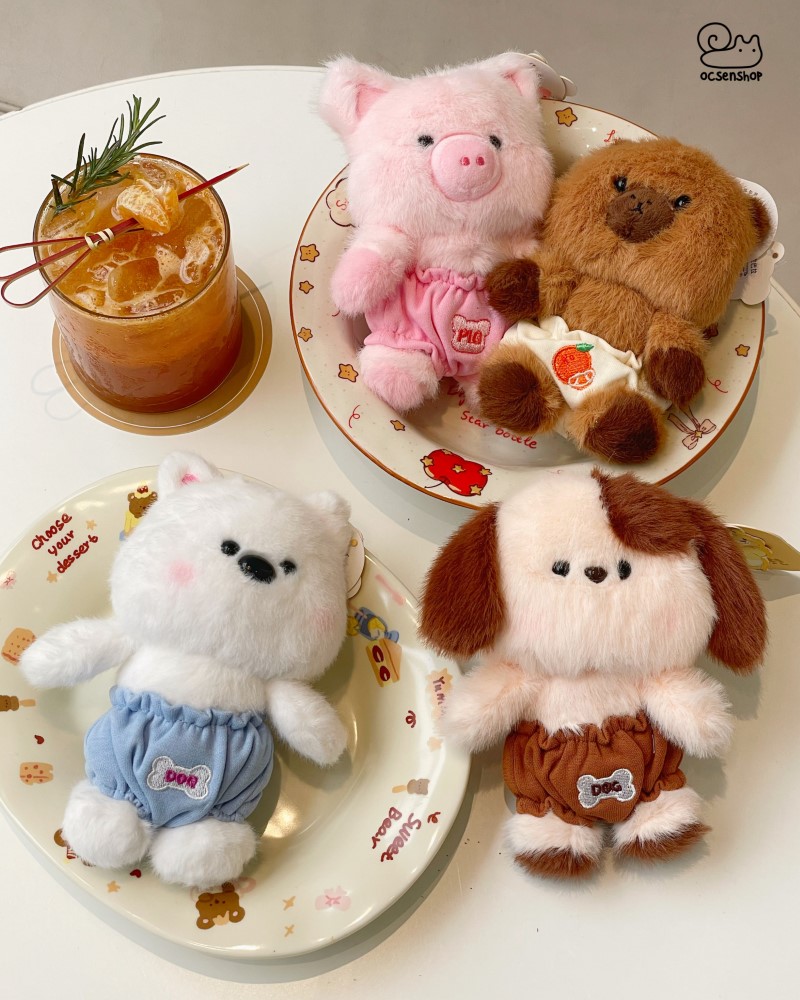 Móc khóa bông Động vật mặc tã (12cm)
