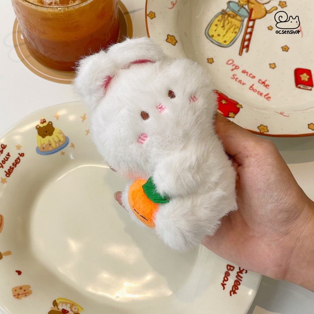 Móc khóa bông Động vật ôm trái cây (12cm)