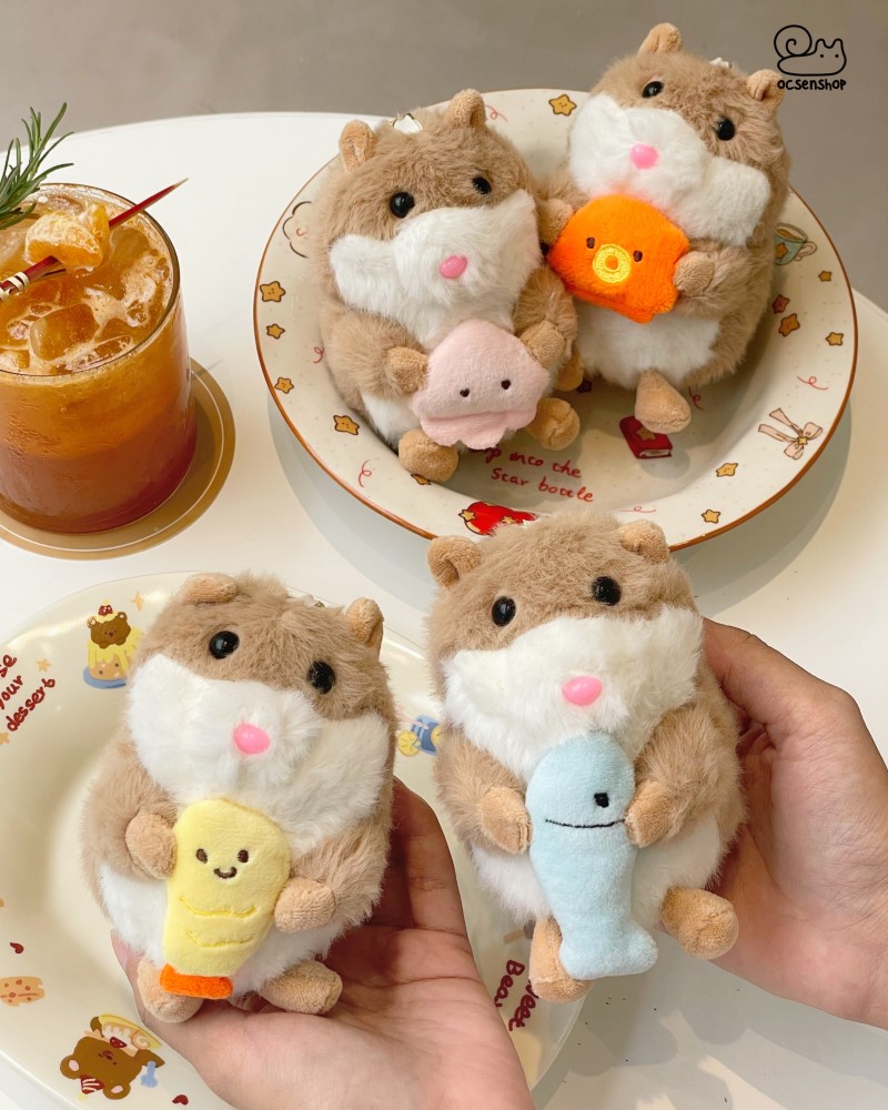 Móc khóa bông Hamster mũi hồng (12cm)