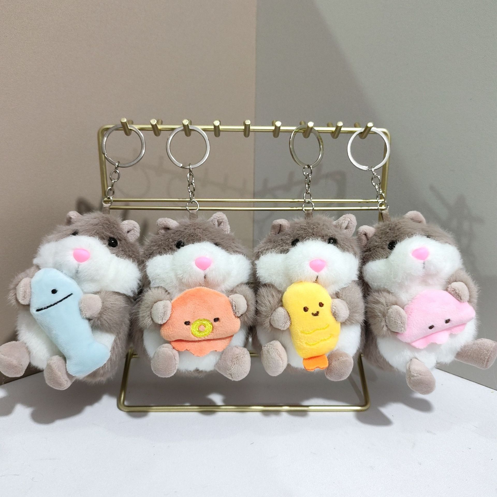 Móc khóa bông Hamster mũi hồng (12cm)