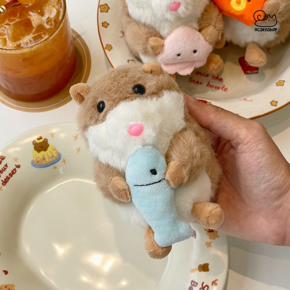 Móc khóa bông Hamster mũi hồng (12cm)