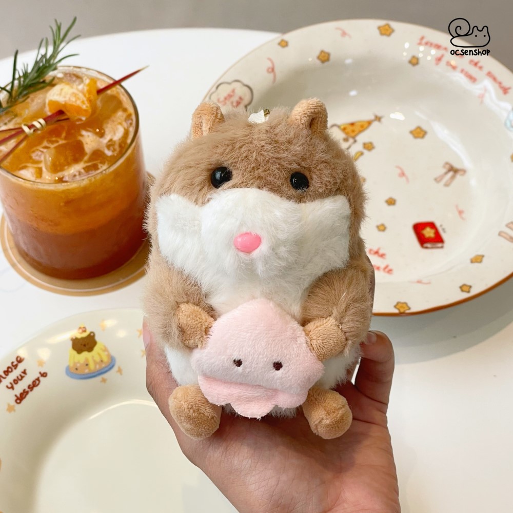 Móc khóa bông Hamster mũi hồng (12cm)