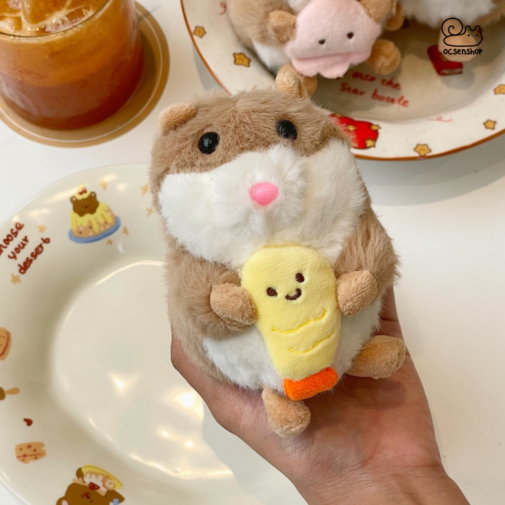 Móc khóa bông Hamster mũi hồng (12cm)