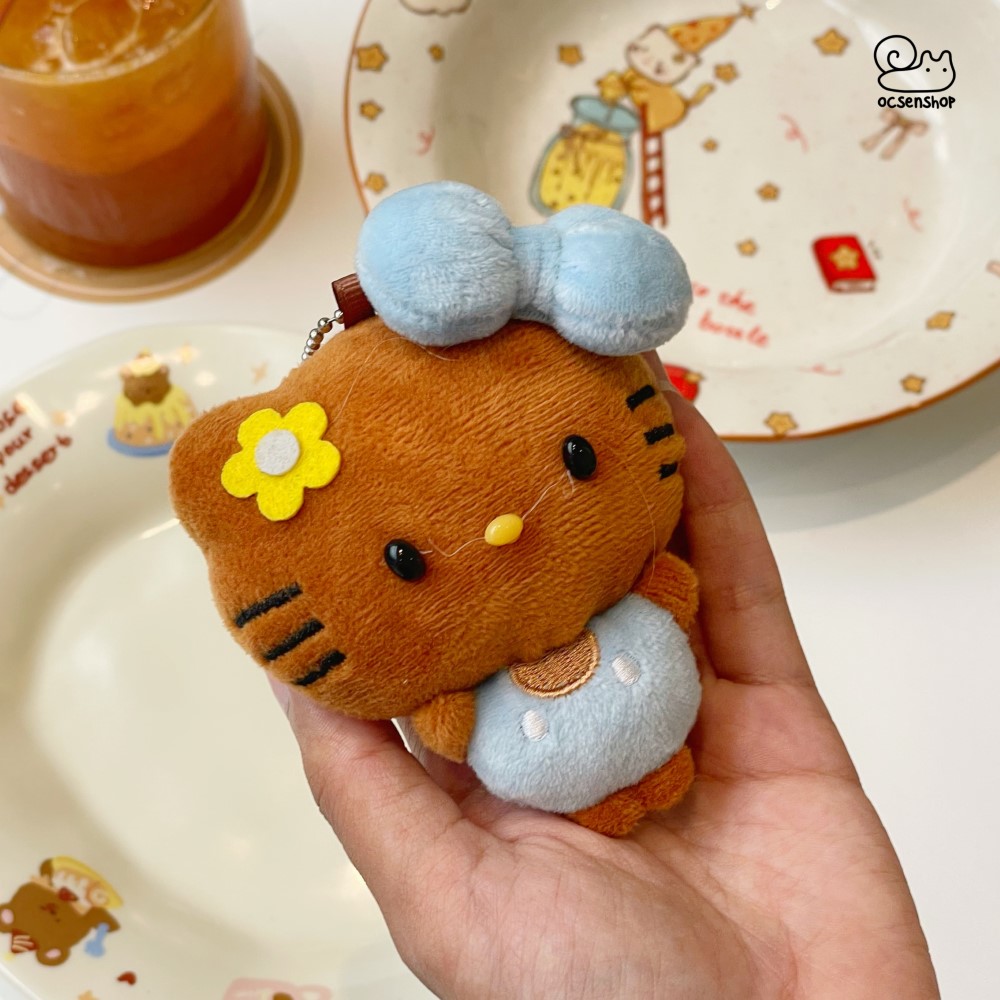 Móc khóa bông Hello Kitty da nâu