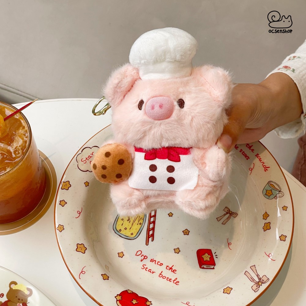 Móc khóa bông Heo đầu bếp (12cm)