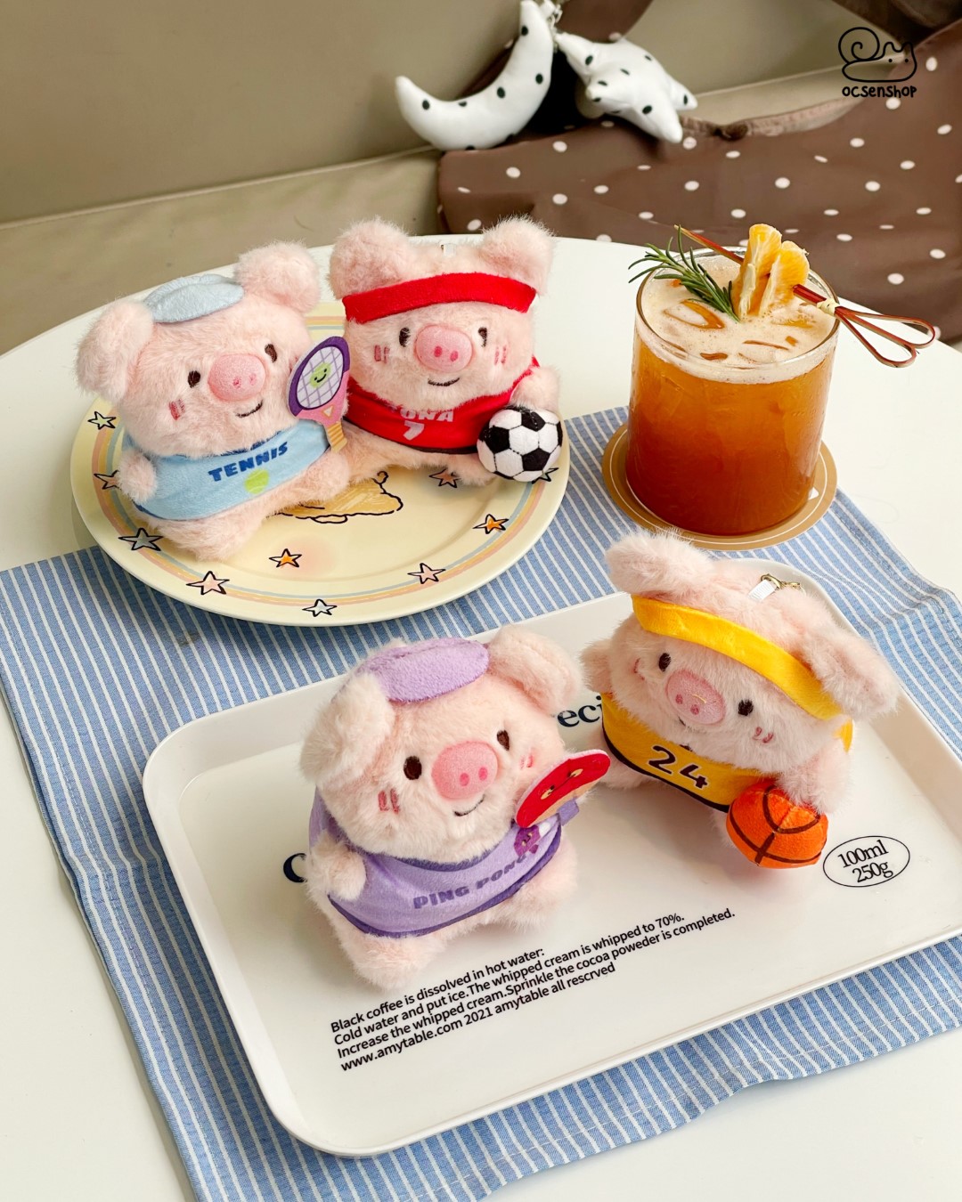 Móc khóa bông Heo thể thao (11cm)