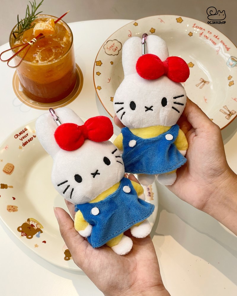 Móc khóa bông Miffy cosplay Hello Kitty