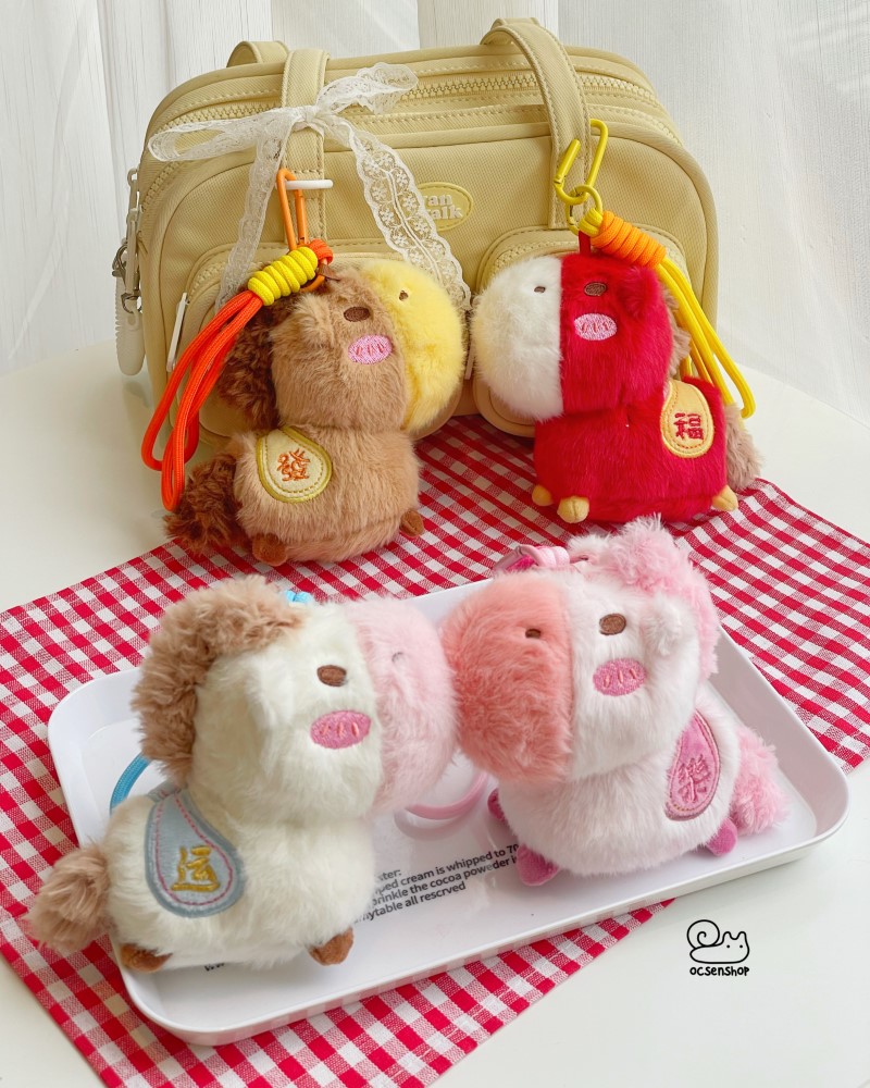 Móc khóa bông Ngựa má hồng (14cm)