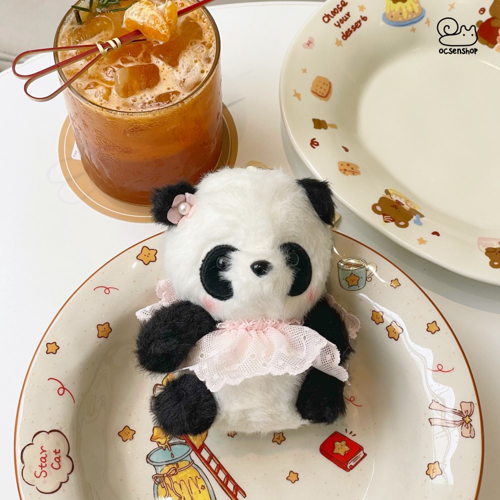 Móc khóa bông Panda mặc váy (12cm)