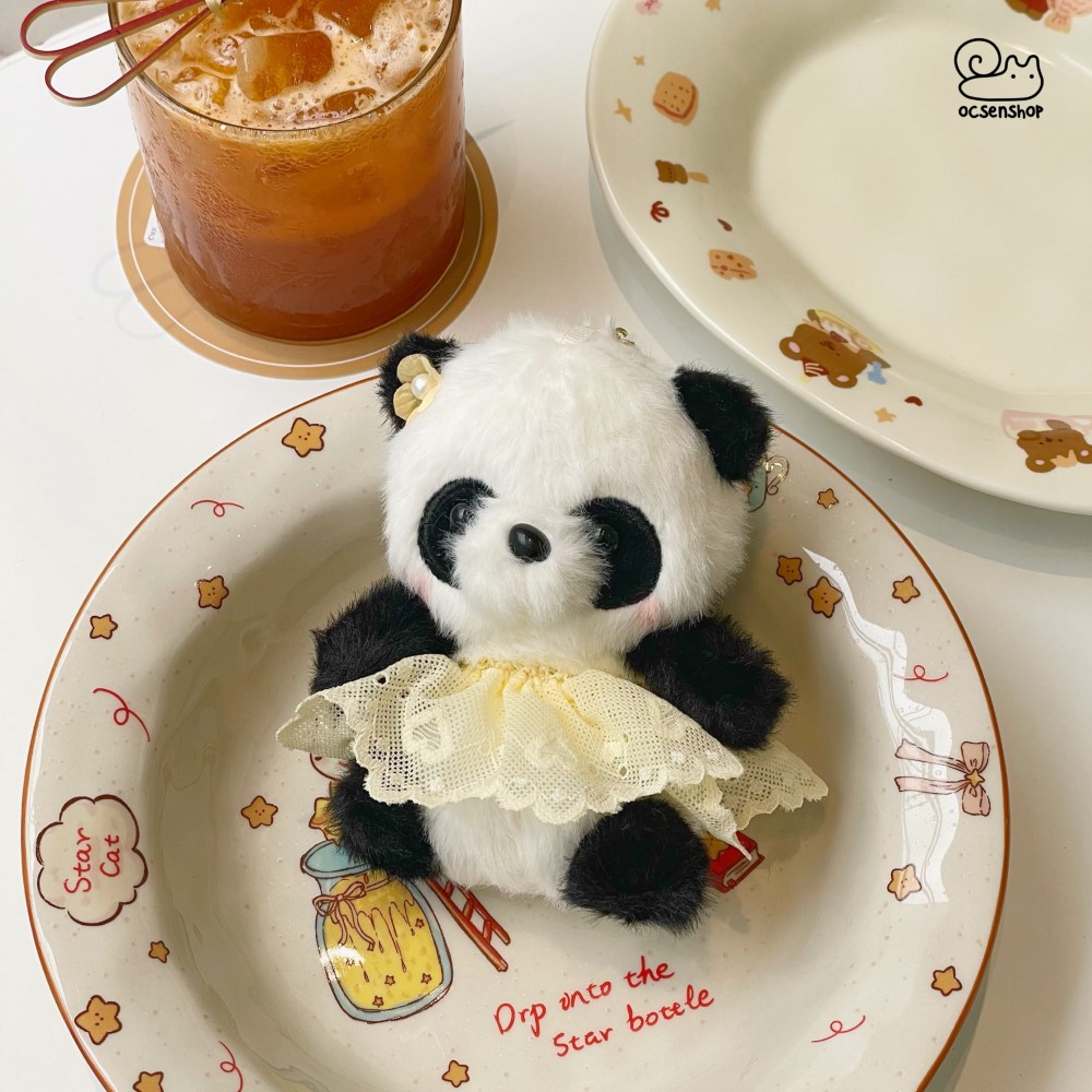 Móc khóa bông Panda mặc váy (12cm)