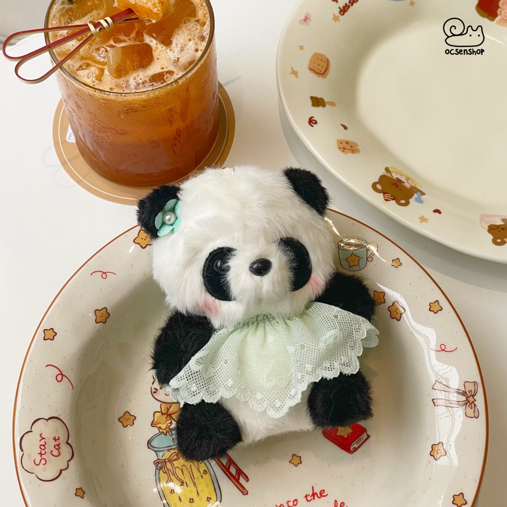 Móc khóa bông Panda mặc váy (12cm)
