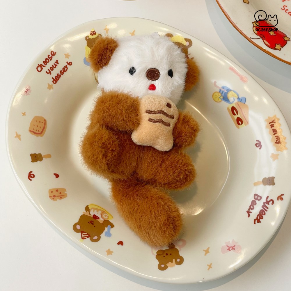 Móc khóa bông Rái cá ôm cá (15cm)