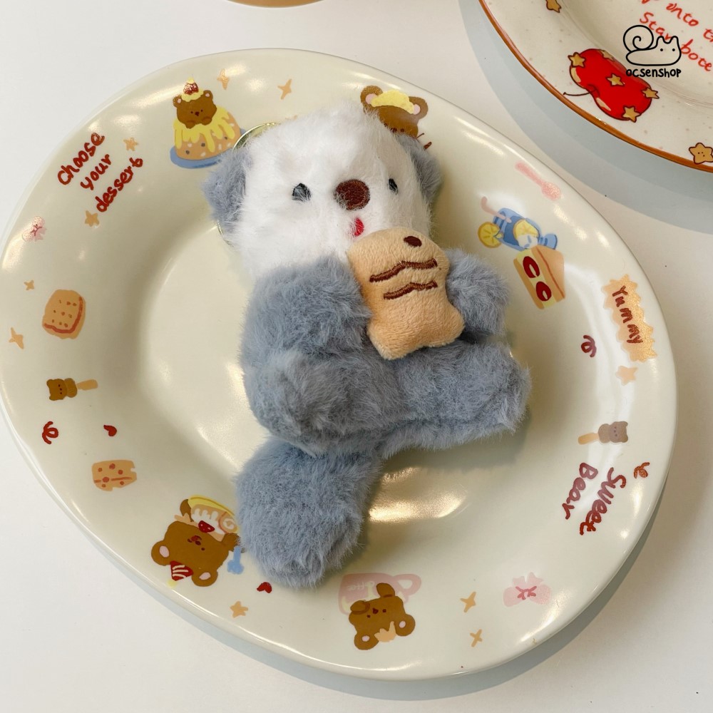 Móc khóa bông Rái cá ôm cá (15cm)