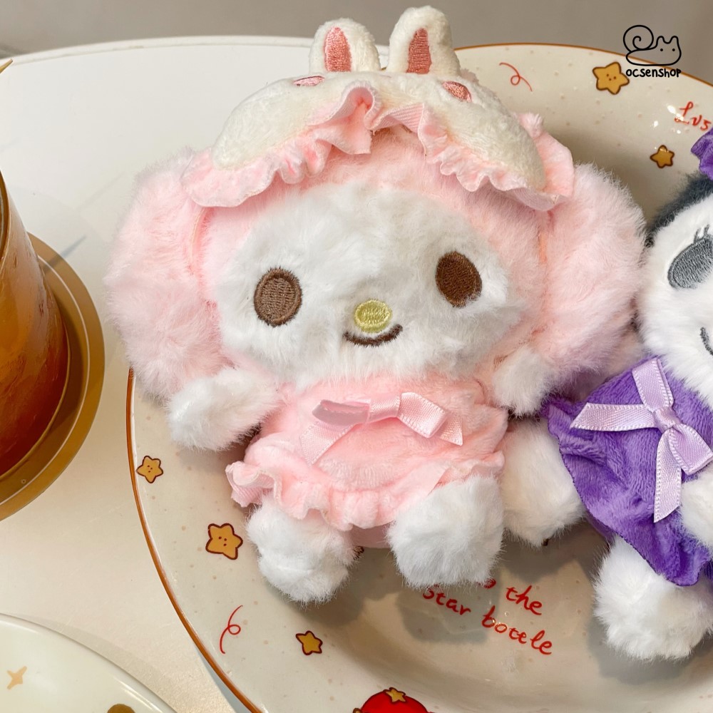 Móc khóa bông Sanrio mặc đồ ngủ (11cm)