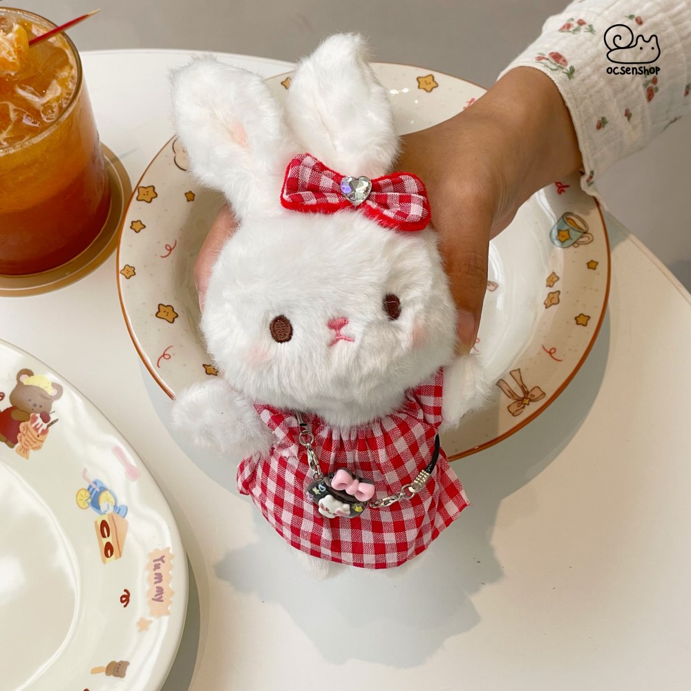 Móc khóa bông Thỏ mặc quần áo (20cm)