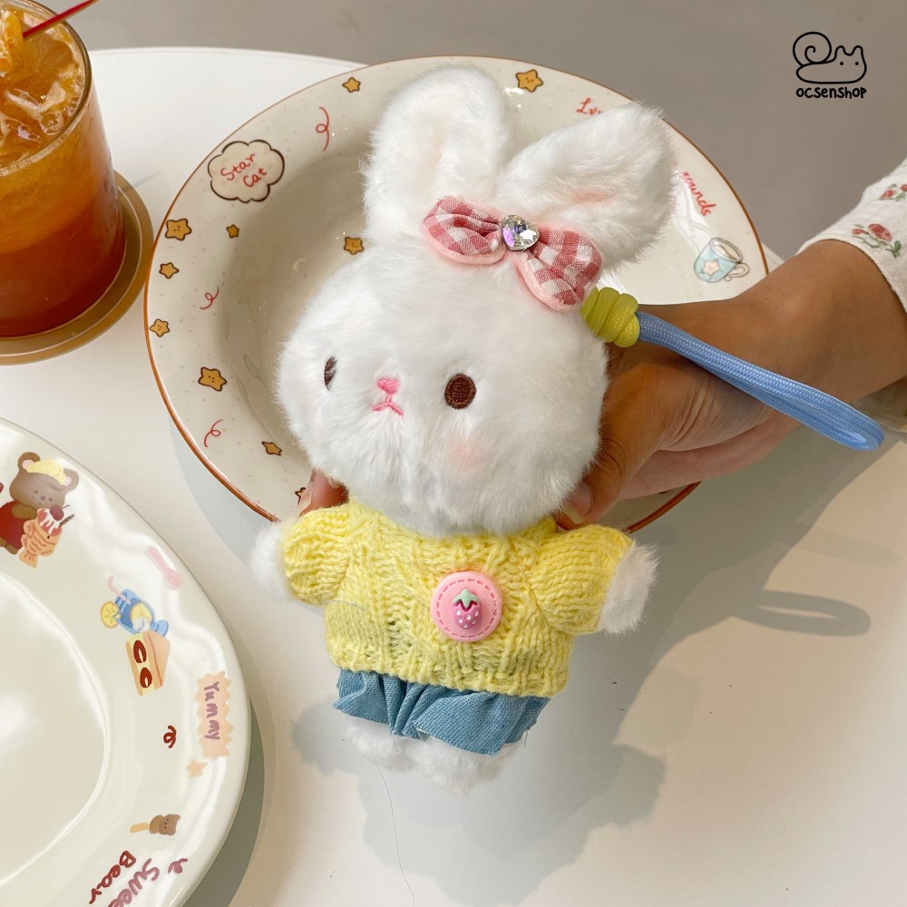 Móc khóa bông Thỏ mặc quần áo (20cm)