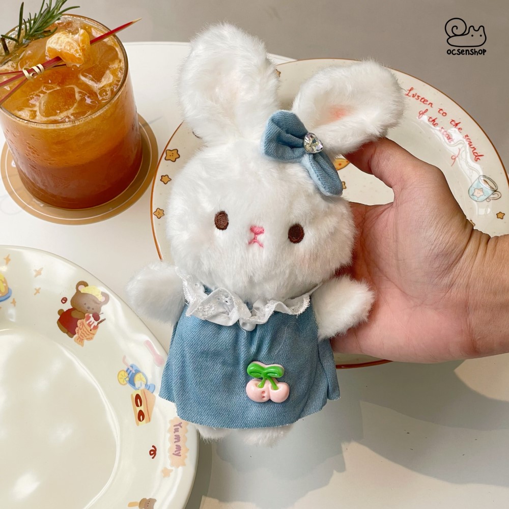 Móc khóa bông Thỏ mặc quần áo (20cm)